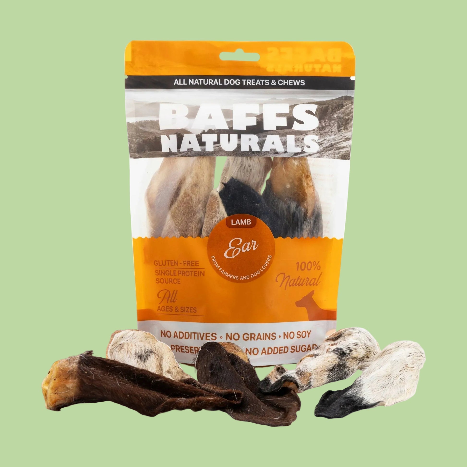 Packs of Raffs Naturals dog treats with visible treats 