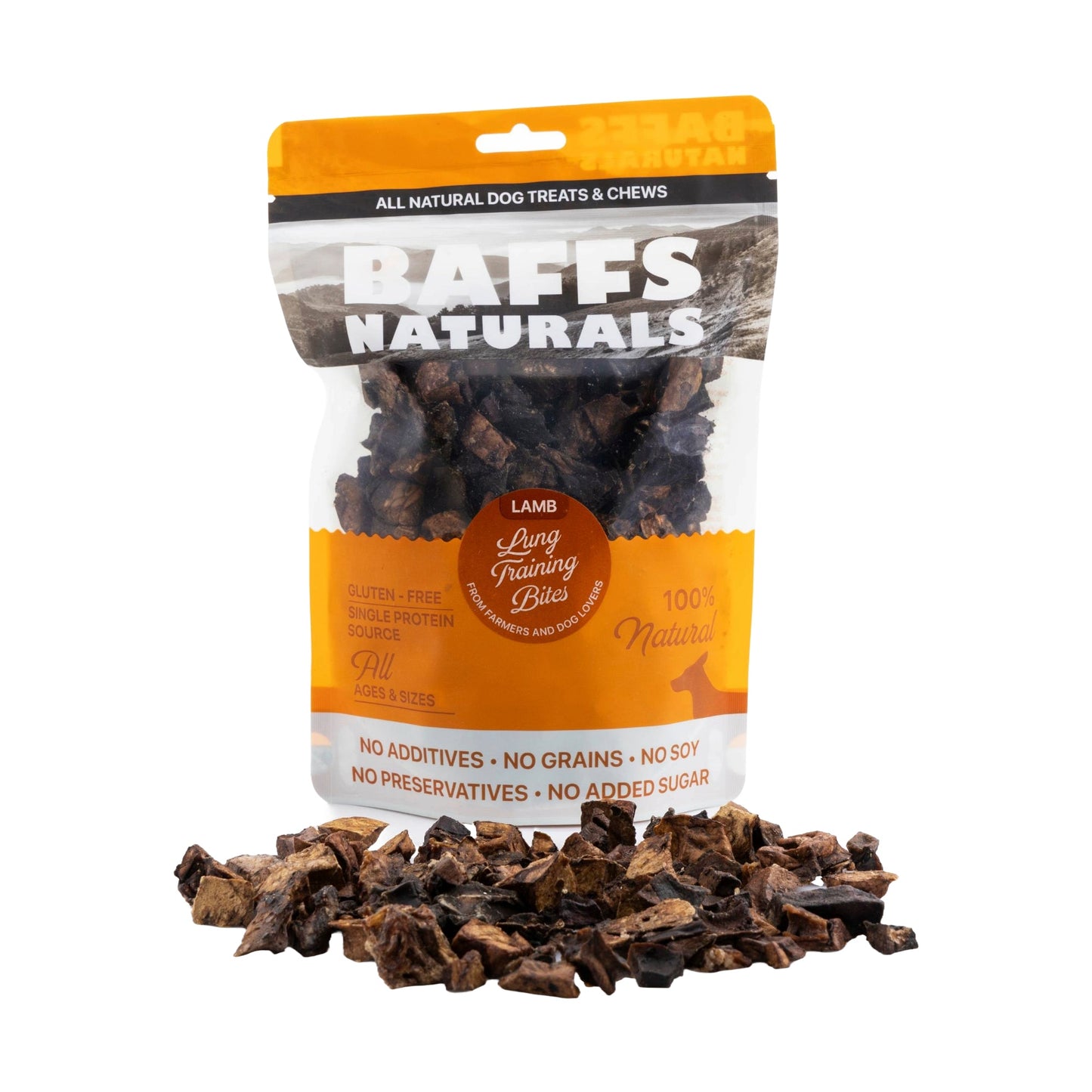 Lamb Lung Dog Treats |  BAFFS NATURALS (7oz Bag)