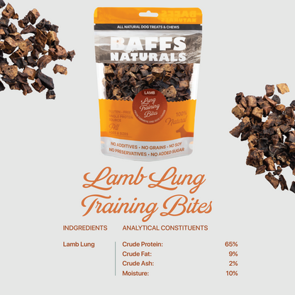 Lamb Lung Dog Treats |  BAFFS NATURALS (7oz Bag)